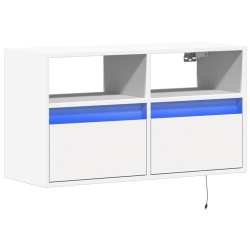 Ścienna szafka TV z LED, biała, 80x31x45 cm