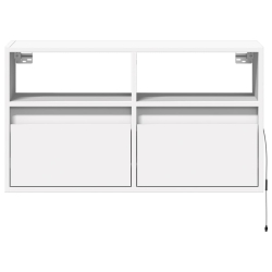 Ścienna szafka TV z LED, biała, 80x31x45 cm