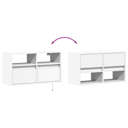 Ścienna szafka TV z LED, biała, 80x31x45 cm