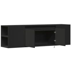 Ścienna szafka TV z LED, czarna, 135x31x39,5 cm