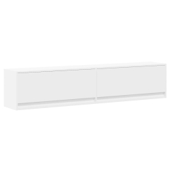 Ścienna szafka pod TV, z LED, biała, 180x31x38 cm