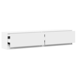 Ścienna szafka pod TV, z LED, biała, 180x31x38 cm