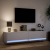 Ścienna szafka pod TV, z LED, biała, 180x31x38 cm