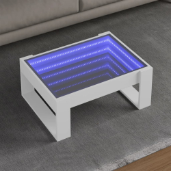 Stolik kawowy z LED Infinity, biały, 70x53x30 cm