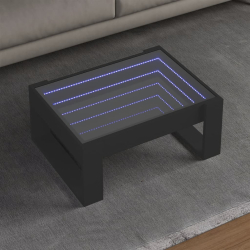 Stolik kawowy z LED Infinity, czarny, 70x53x30 cm