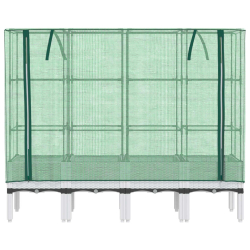 Podwyższona donica ze szklarnią, wygląd rattanu, 160x40x140 cm