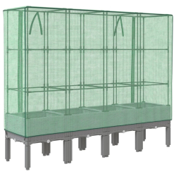 Podwyższona donica ze szklarnią, wygląd rattanu, 160x40x140 cm