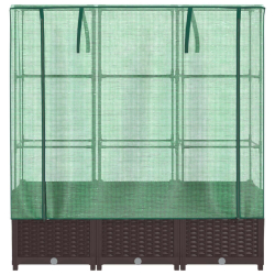 Podwyższona donica ze szklarnią, wygląd rattanu, 120x40x138 cm