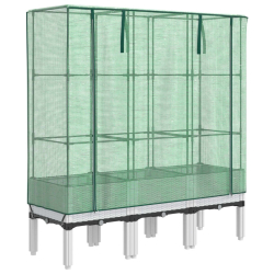 Podwyższona donica ze szklarnią, wygląd rattanu, 120x40x140 cm