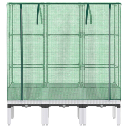 Podwyższona donica ze szklarnią, wygląd rattanu, 120x40x140 cm