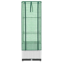 Podwyższona donica ze szklarnią, wygląd rattanu, 40x40x139 cm