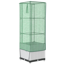 Podwyższona donica ze szklarnią, wygląd rattanu, 40x40x139 cm