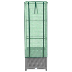 Podwyższona donica ze szklarnią, wygląd rattanu, 40x40x139 cm