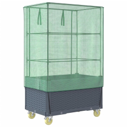 Podwyższona donica na kółkach, z pokryciem, 80x50x182 cm