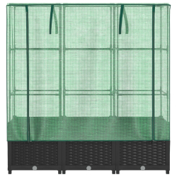 Podwyższona donica ze szklarnią, wygląd rattanu, 120x40x138 cm