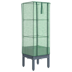 Podwyższona donica ze szklarnią, wygląd rattanu, 40x40x140 cm