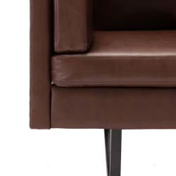 Sofa narożna, tapicerowana sztuczną skórą, brązowa