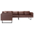 Sofa narożna, tapicerowana sztuczną skórą, brązowa