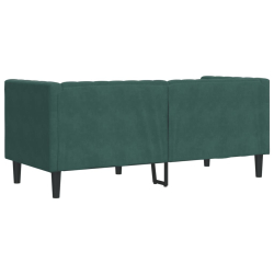 Sofa Chesterfield z wałkami, dwuosobowa, ciemnozielona, aksamit
