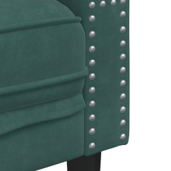 Sofa Chesterfield z wałkami, dwuosobowa, ciemnozielona, aksamit