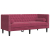 Sofa Chesterfield z wałkami, dwuosobowa, bordowa, aksamit