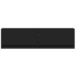 Ścienna szafka TV z LED, czarna, 140x31x38 cm