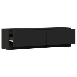 Ścienna szafka TV z LED, czarna, 140x31x38 cm