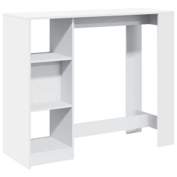 Stolik barowy z regałem, biały, 124x46x103,5 cm