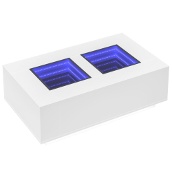 Stolik kawowy z LED Infinity, biały, 116x69x40 cm