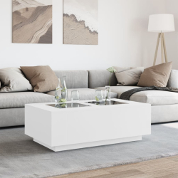 Stolik kawowy z LED Infinity, biały, 116x69x40 cm