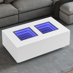 Stolik kawowy z LED Infinity, biały, 116x69x40 cm