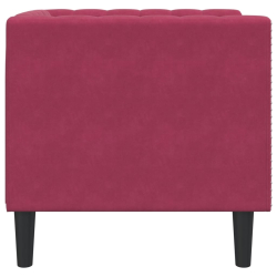Fotel Chesterfield, winna czerwień, tapicerowany aksamitem