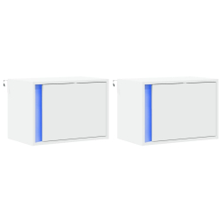Wiszące szafki nocne z LED, 2 szt., białe