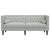 Sofa Chesterfield z wałkami, dwuosobowa, jasnoszara, aksamit