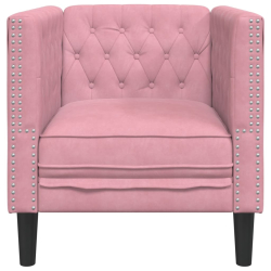 Fotel Chesterfield, różowy, tapicerowany aksamitem