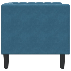 Fotel Chesterfield, niebieski, tapicerowany aksamitem