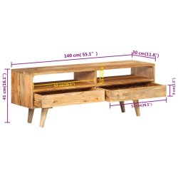Szafka pod telewizor, 140x30x41 cm, lite drewno mango
