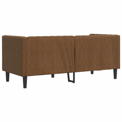 Sofa Chesterfield z wałkami, 2-os., brązowa, sztuczny zamsz