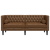 Sofa Chesterfield z wałkami, 2-os., brązowa, sztuczny zamsz