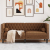 Sofa Chesterfield z wałkami, 2-os., brązowa, sztuczny zamsz