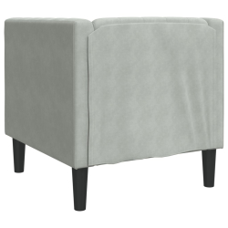 Fotel Chesterfield, jasnoszary, tapicerowany aksamitem