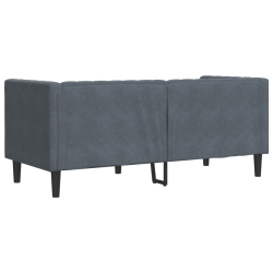 Sofa Chesterfield z wałkami, dwuosobowa, ciemnoszara, aksamit