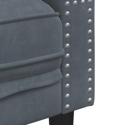 Sofa Chesterfield z wałkami, dwuosobowa, ciemnoszara, aksamit