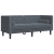 Sofa Chesterfield z wałkami, dwuosobowa, ciemnoszara, aksamit