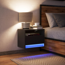 Wisząca szafka nocna z podświetleniem LED, czarna