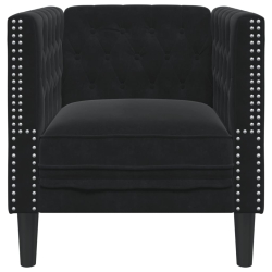 Fotel Chesterfield, czarny, tapicerowany aksamitem