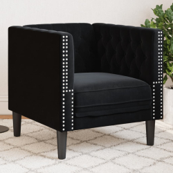 Fotel Chesterfield, czarny, tapicerowany aksamitem