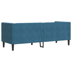 Sofa Chesterfield z wałkami, trzyosobowa, niebieska, aksamit