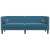 Sofa Chesterfield z wałkami, trzyosobowa, niebieska, aksamit