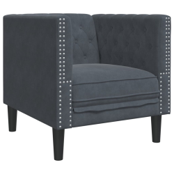 Fotel Chesterfield, ciemnoszary, tapicerowany aksamitem